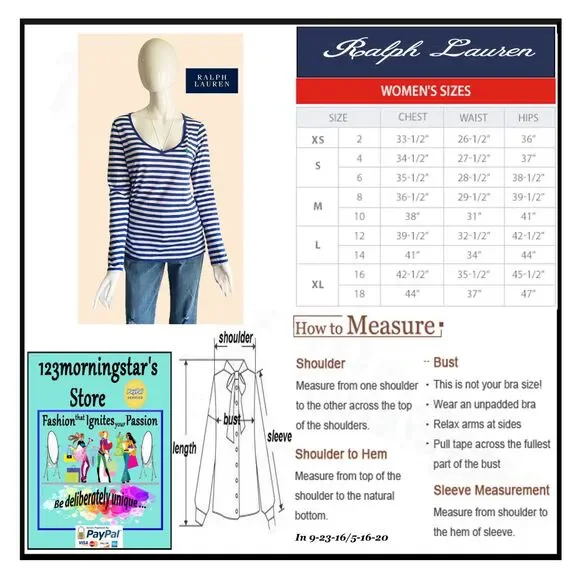 RALPH LAUREN Blue Label Striped Lime Pony V-Neck Long-Sleeve T-Shirt L - Picture 12 of 12